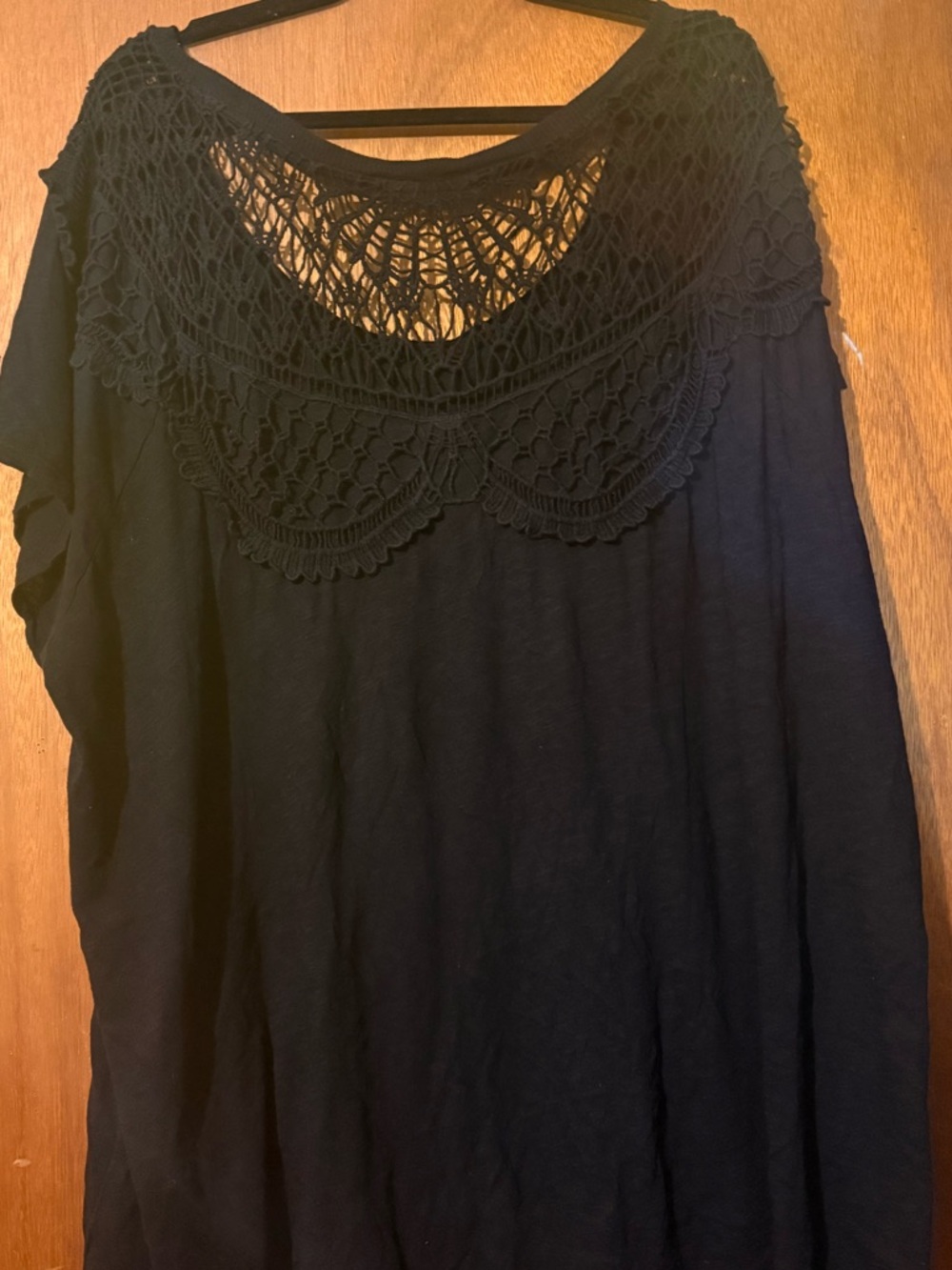 torrid Black Short-Sleeve Tee with Crochet Back Detail